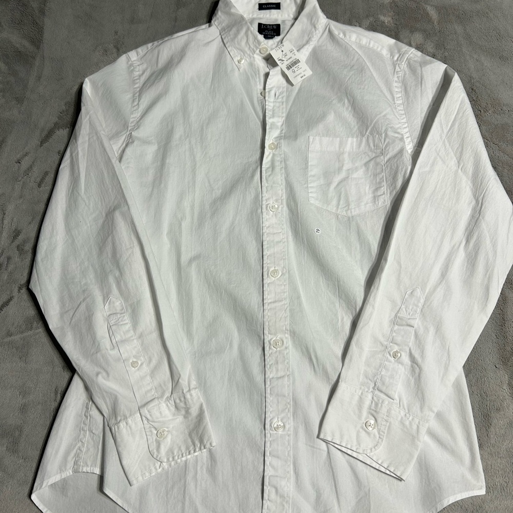 J Crew White Button-Down Men's Dress Shirt